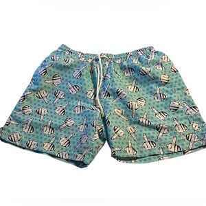 INME Blue Patterned (Middle Finger) Men's Swim Shorts Size M (See measurements)